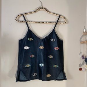 Artelier Nicole Miller Leather Evil Eye Tank